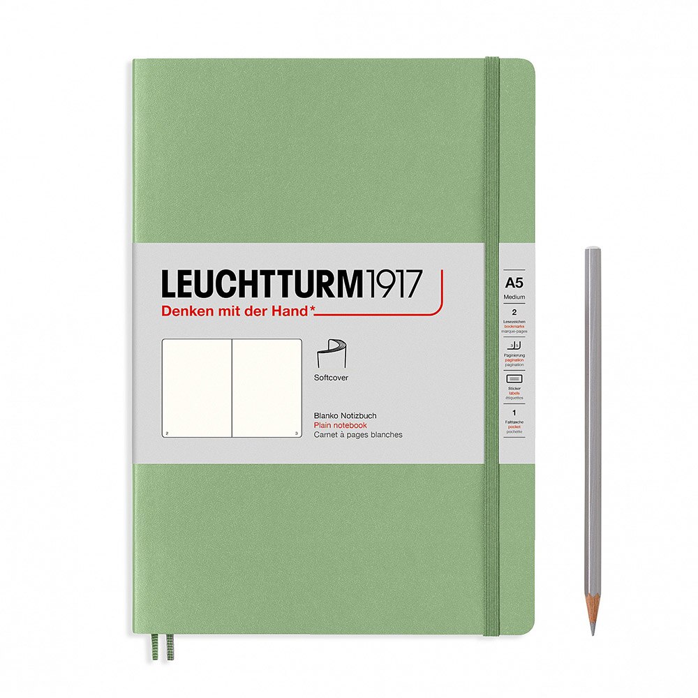 Leuchtturm, Journal, Art & School, Medium, A5, Softcover, Plain, 443481, Sage